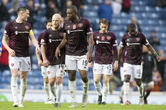 Hearts' unbeaten start to the season came to an end at Ibrox. Picture: PA