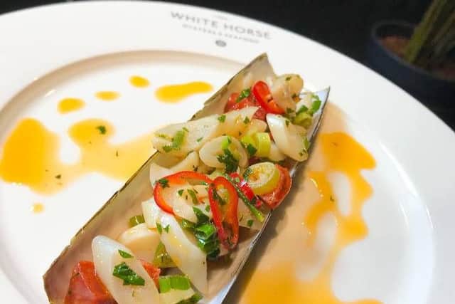 Razor clam with chilli and chorizo. Picture: White Horse Oyster and Seafood Bar Facebook