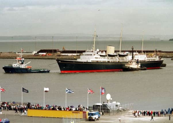 Britannia arrives in Leith in 1998.