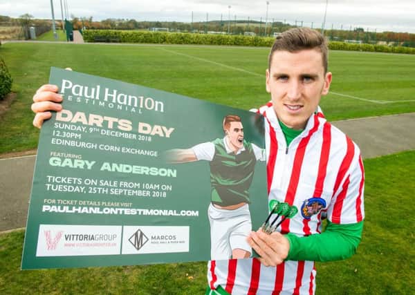 Paul Hanlon gets into the spirit of his testimonial darts day to be held at the Corn Exchange on Sunday, December 9 featuring darts champion Gary Anderson