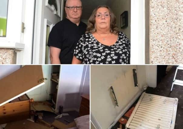 The couple returned from holiday to find radiators ripped from wlals and doors demolished.