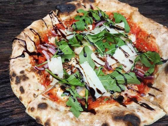 The G.O.A.T pizza - tomato base, goat's cheese, red onion, rocket, parmesan and balsamic glaze. Pic: Pizza Geeks Facebook