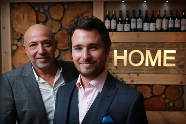Josh Littlejohn with Dean Gassabi of Maison Bleue at the opening of Home in 2016. Picture: Social Bite