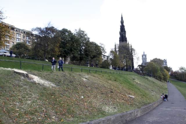 An area in princes st gardnens where trees have been removed
