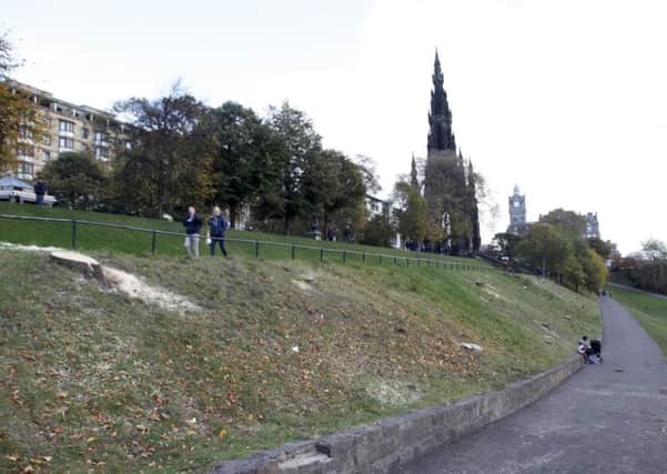 An area in princes st gardnens where trees have been removed