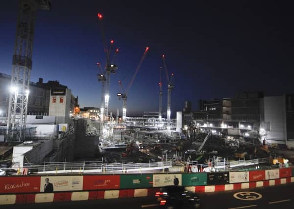The construction of the St James centre under floodlights. Picture: TSPL