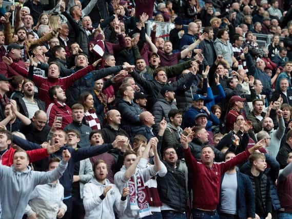 Hearts fans cheered their team on as they remained top of the league.