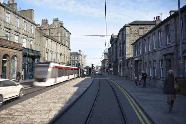 Artist's impression of the tram in Leith