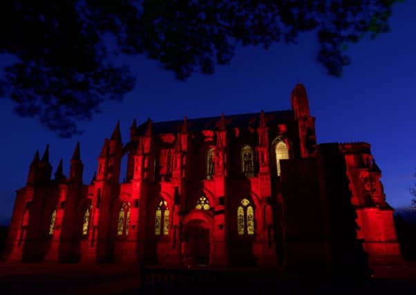 Rosslyn Chapel is being illuminated in red everynight in the run-up to Armistice Day on November 11. Picture: Rob McDougall