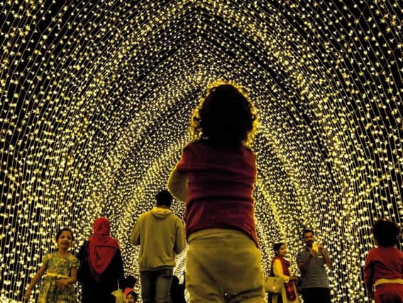 The Cathedral of Light immersive installation has 100,000 pea-lights alone