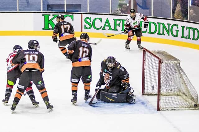 Joel Gautschi scores against Telford Tigers