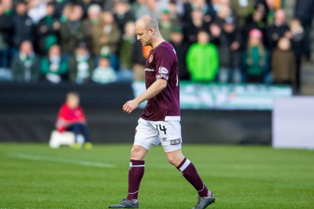 Steven Naismith trudges off the pitch at Murrayfield after picking up an injury. Picture: SNS Group