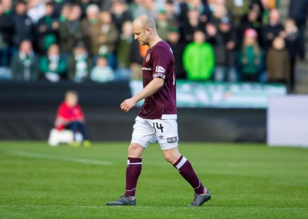 Steven Naismith trudges off the pitch at Murrayfield after picking up an injury. Picture: SNS Group
