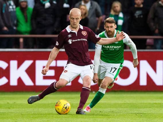 Steven Naismith will be missing for Hearts tonight, but Martin Boyle is expected to be a key man for Hibs. Pic: SNS