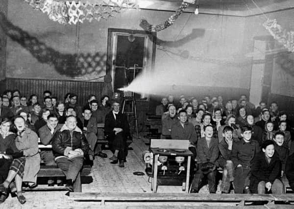 A Christmas screening on Stronsay in 1950 with the film believed to be Abbott and Costello. PIC: Dr Ian Goode.