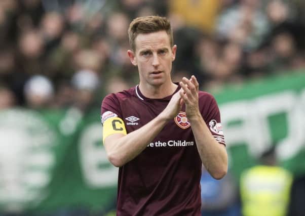 Steven MacLean will miss the derby and Hearts' next League Cup match. Picture: SNS Group