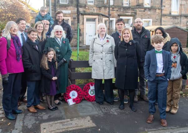 Unveiling of commemorative paving stone and laying of wreath for Sapper Adam Archibald, who was awarded the Victoria Cross for bravery 100 years ago.