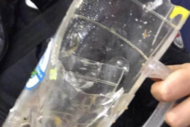 The beer glass, which was thrown at Anna and broke when it struck her head. Pic: Rob Hume Facebook