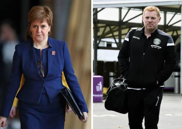 The First Minister has condemned the coin attack on Hibs manager Neil Lennon. Picture: PA Wire/TSPL