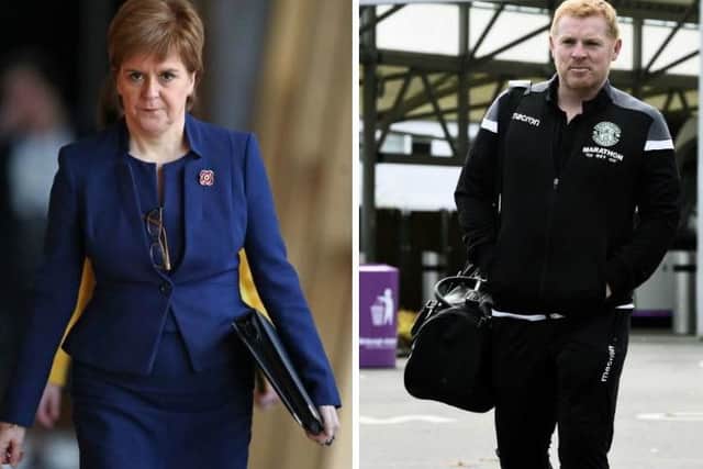 The First Minister has condemned the coin attack on Hibs manager Neil Lennon. Picture: PA Wire/TSPL
