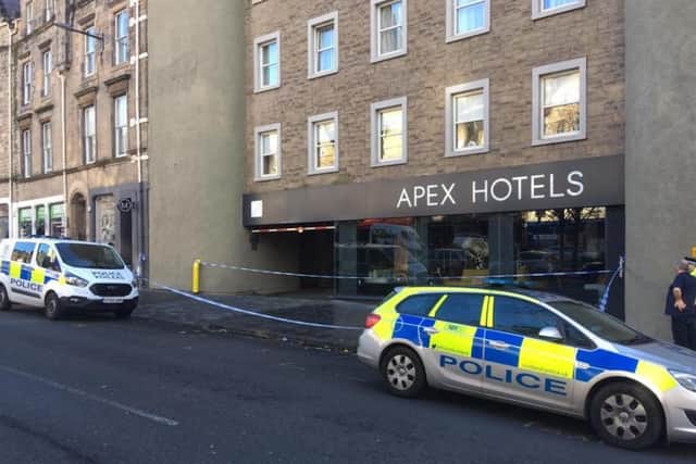 The incident took place outside the Apex hotel in the Grassmarket