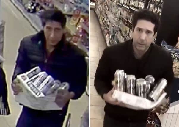 Friends star Schwimmer posted a parody video of himself (right) in a New York store. Picture: PA