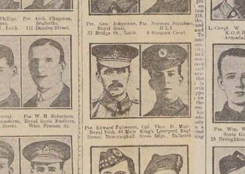 Every day at the height of WWI, the Evening News published images of soliders who had been killed. Edward Patterson was among them.