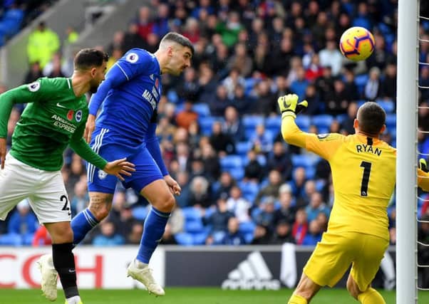 Callum Paterson scores for Cardiff in their win over Brighton last weekend