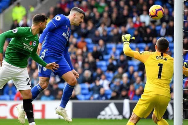 Callum Paterson scores for Cardiff in their win over Brighton last weekend