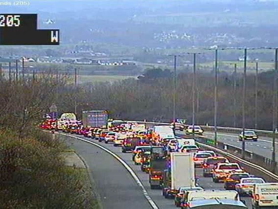 Traffic is queuing back from the crash. Pic: Traffic Scotland Twitter