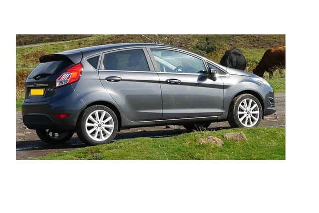The man then left the scene within a stolen grey Ford Fiesta, which was bearing false number plates. Picture: Police Scotland