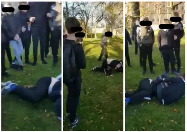 The shocking footage shows the boy being attacked in Leith Links.