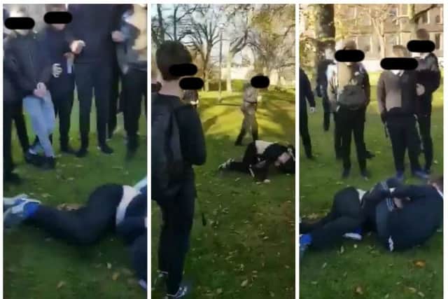 The shocking footage shows the boy being attacked in Leith Links.