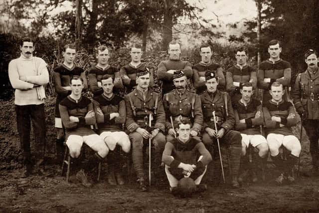 The McCrae's Battalion football team pictured in 1915.