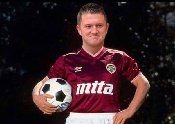 Tommy Robinson posted a mocked-up picture of himself in a Hearts top on his Instagram with 'coming soon' message. Picture: Instagram/Tommy Robinson