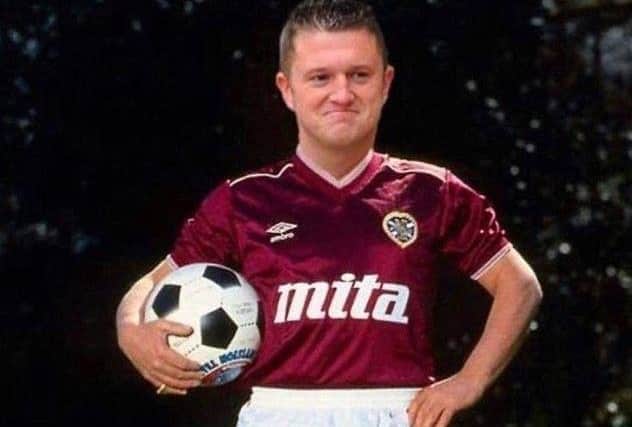 Tommy Robinson posted a mocked-up picture of himself in a Hearts top on his Instagram with 'coming soon' message. Picture: Instagram/Tommy Robinson