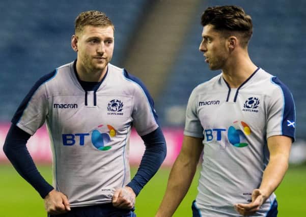 Scotland coach Gregor Townsend believes Finn Russell, left, will be able to help Adam Hastings play at No.10