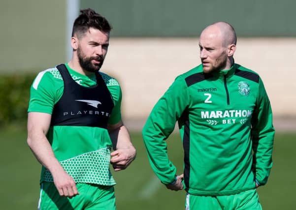 Hibernian's Darren McGregor and David Gray are both out of contract at the end of the season. Picture: SNS/Ross Parker