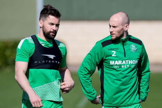 Hibernian's Darren McGregor and David Gray are both out of contract at the end of the season. Picture: SNS/Ross Parker