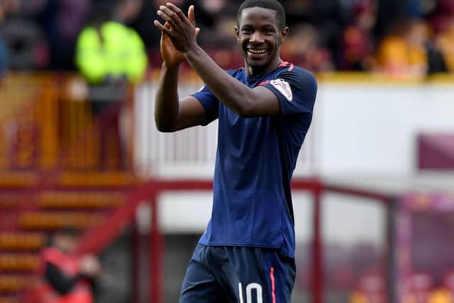 Arnaud Djoum's Hearts contract expires after the season finishes. Picture: SNS/Paul Devlin