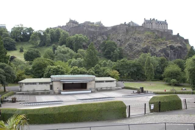 A man has been left injured after being hit by a falling rock in Princes Street Gardens.