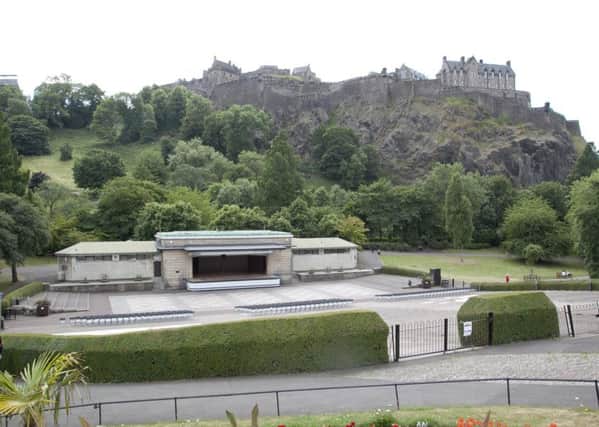 A man has been left injured after being hit by a falling rock in Princes Street Gardens.