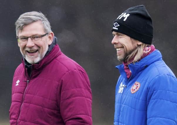 Hearts manager Cevein, left, with assistant coach Austin McPhee. Pic: SNS