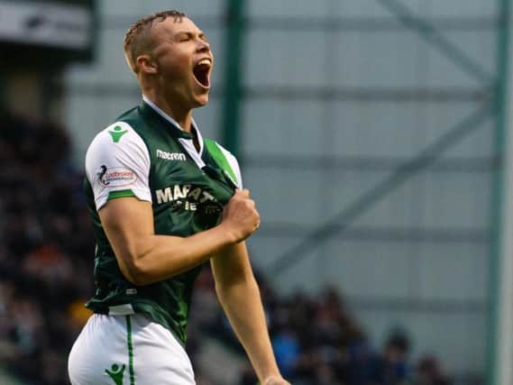 Defender Ryan Porteous stood out for Hibs today and scored with a header. Pic: SNS