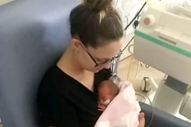 Baby Piper-Koh in Southmead Hospital, Bristol. Picture: SWNS
