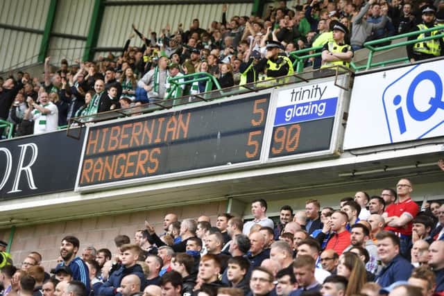 Hibs and Rangers fans shared the South Stand at Easter Road. Picture: SNS/Rob Casey