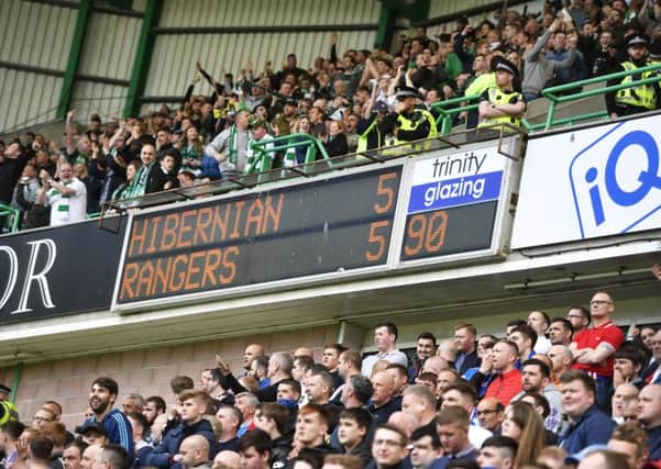 Hibs and Rangers fans shared the South Stand at Easter Road. Picture: SNS/Rob Casey