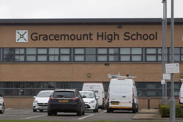 Gracemount High School, Edinburgh, which has been confirmed as having the structural fault that led to the closure of 17 schools in the city due to safety concerns. Picture: Centre Press