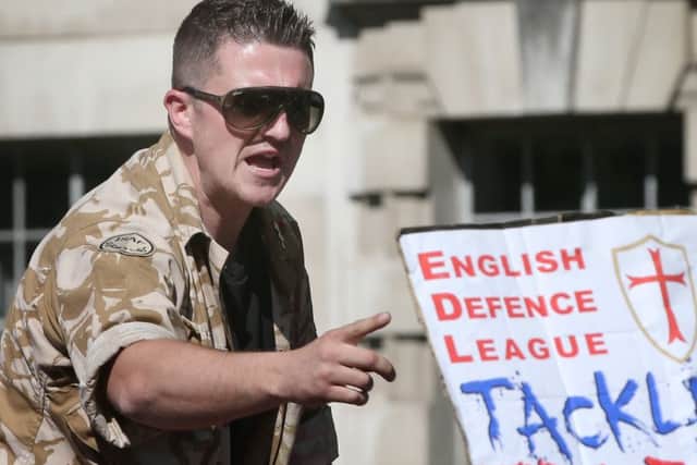 Far-right activist Tommy Robinson is expected to attend the Hearts-Rangers football match at Tynecastle (Picture: Peter Macdiarmid/Getty)