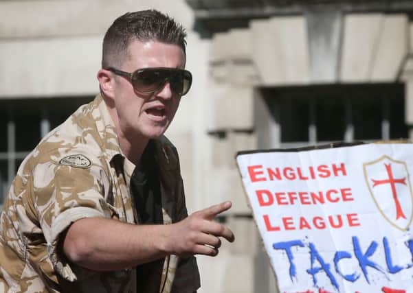 Far-right activist Tommy Robinson is expected to attend the Hearts-Rangers football match at Tynecastle (Picture: Peter Macdiarmid/Getty)